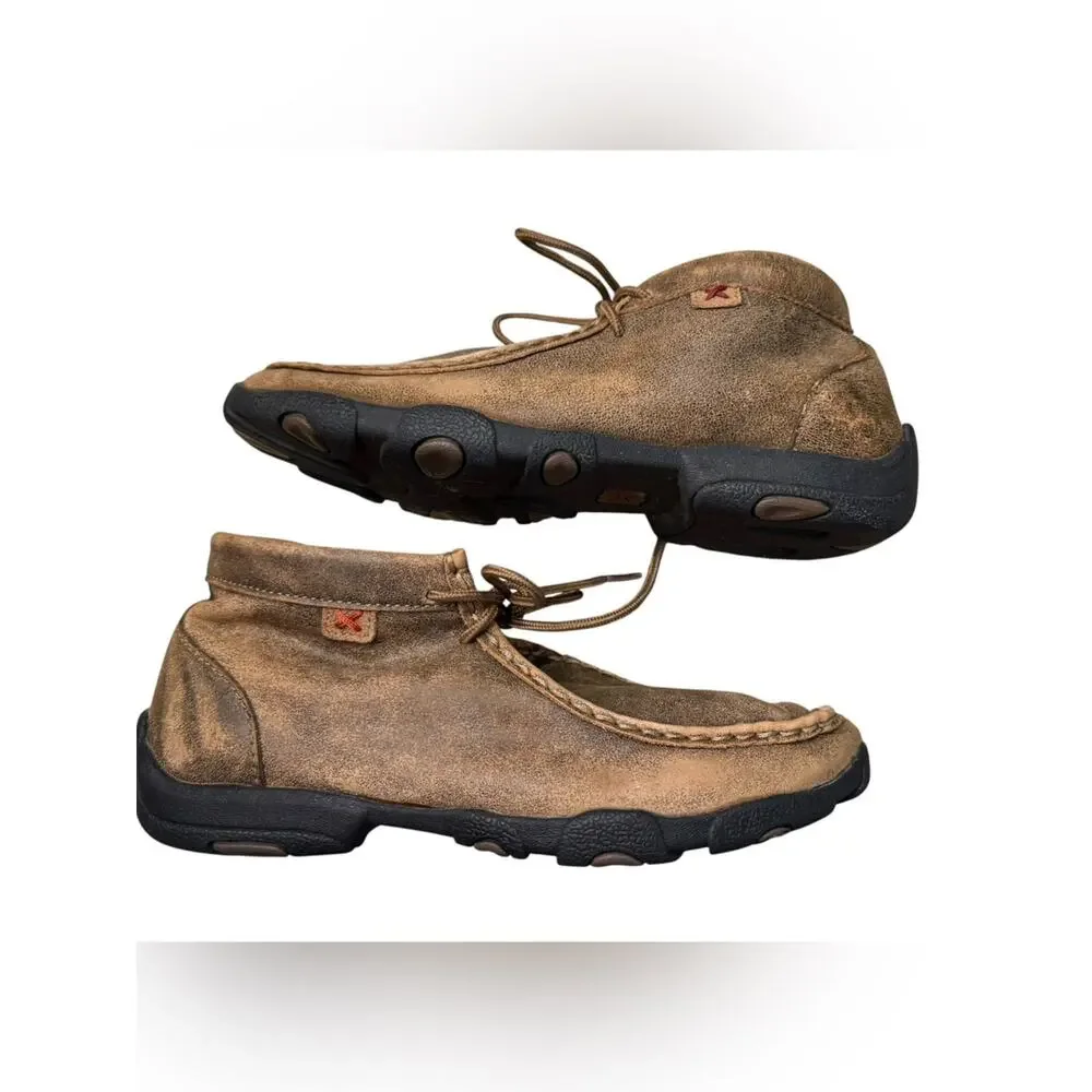 Twisted X Youth 3.5 Casual Moc Toe Leather Shoes in Brown